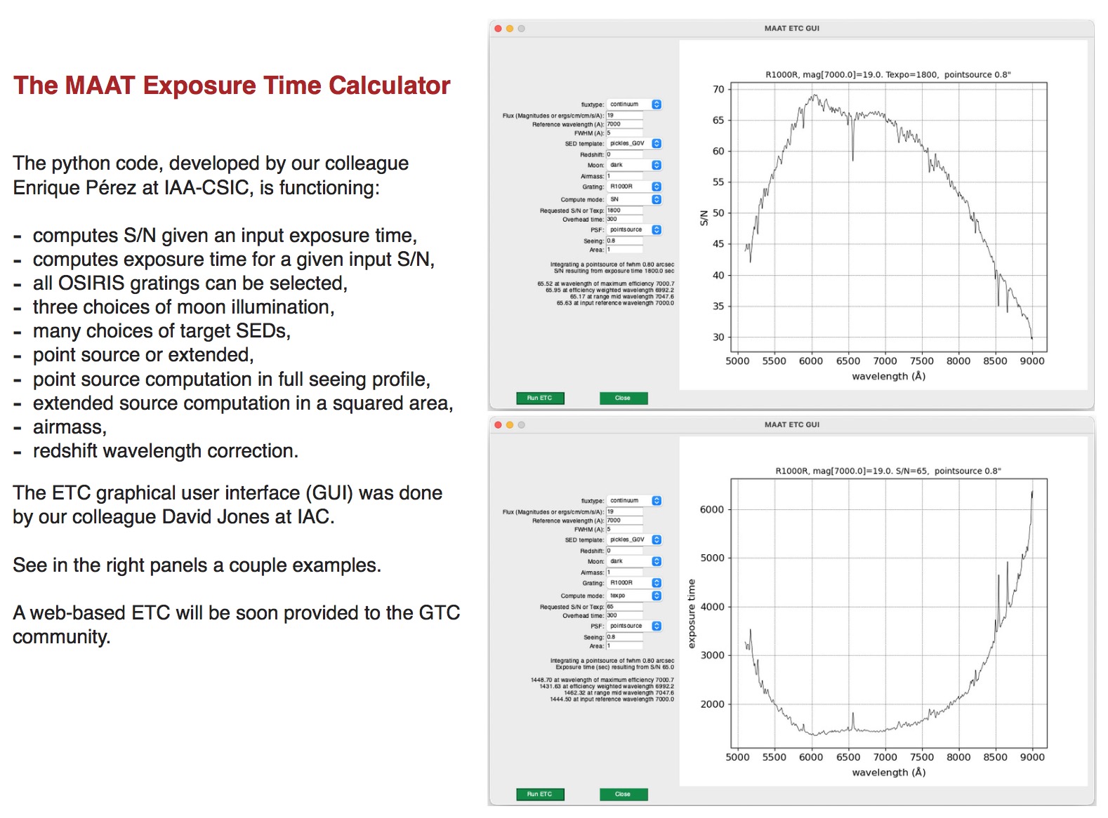 The MAAT Exposure Time Calculator